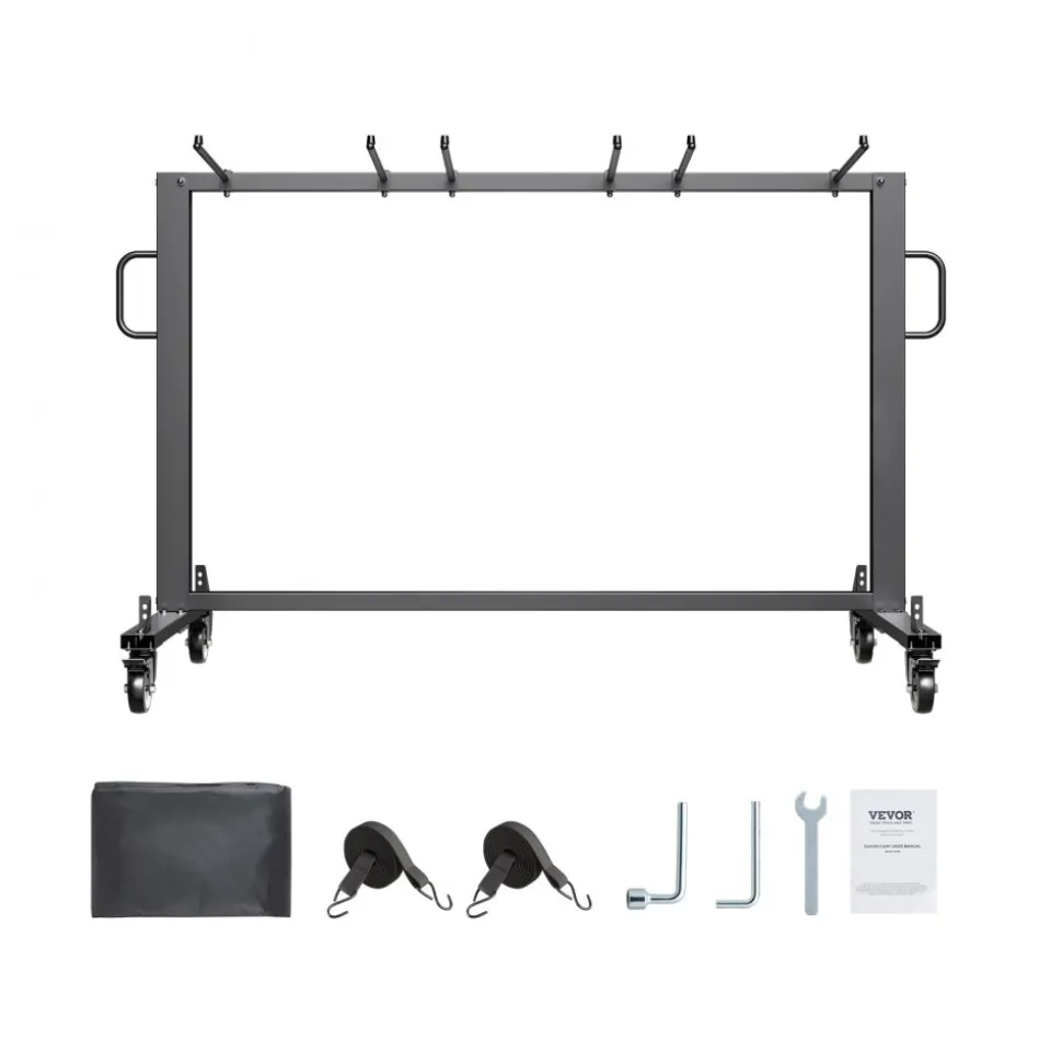 VEVOR Folding Chair Rack, 400 LBS Capacity, Heavy-duty Chair Cart for 42 Chairs or 12 Tables, Multi-Function Chair Storage Dolly with Rubber Wheels and Holders, Large Chair Holder, Matte Black