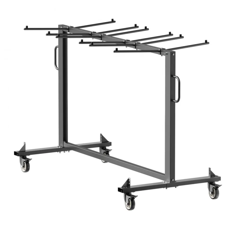 VEVOR Folding Chair Rack, 400 LBS Capacity, Heavy-duty Chair Cart for 42 Chairs or 12 Tables, Multi-Function Chair Storage Dolly with Rubber Wheels and Holders, Large Chair Holder, Matte Black