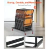 VEVOR Folding Chair Rack, 300 LBS Capacity, L-shape Vertical Placement Chair Cart for 25 Chairs, Heavy-duty Metal Chair Storage Dolly with Rubber Wheels, Multi-Function Chair Holder, Matte Black