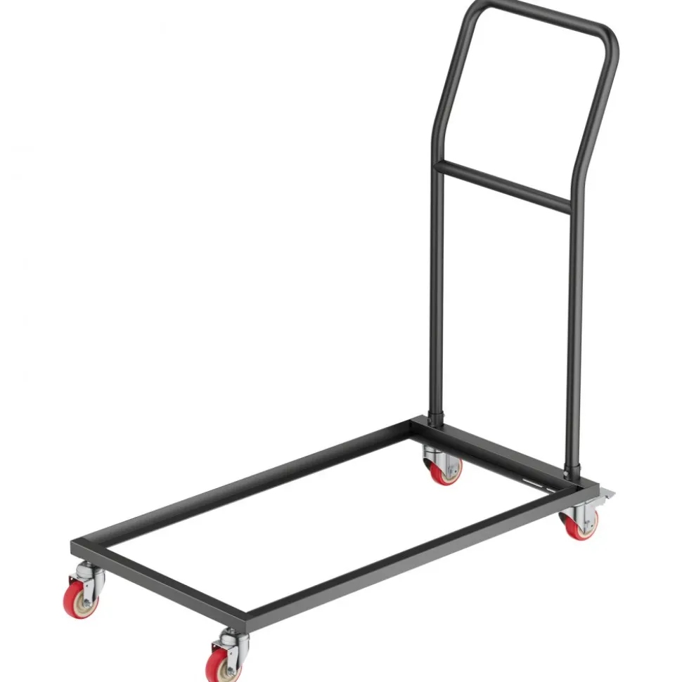 VEVOR Folding Chair Rack, 300 LBS Capacity, L-shape Vertical Placement Chair Cart for 25 Chairs, Heavy-duty Metal Chair Storage Dolly with Rubber Wheels, Multi-Function Chair Holder, Matte Black