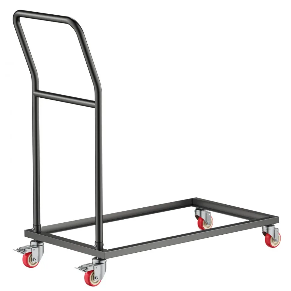 VEVOR Folding Chair Rack, 300 LBS Capacity, L-shape Vertical Placement Chair Cart for 25 Chairs, Heavy-duty Metal Chair Storage Dolly with Rubber Wheels, Multi-Function Chair Holder, Matte Black