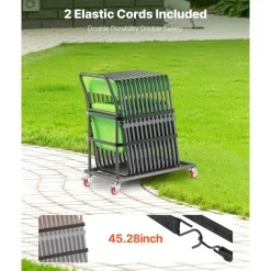 VEVOR Folding Chair Rack, 300 LBS Capacity, L-shape Vertical Placement Chair Cart for 25 Chairs, Heavy-duty Metal Chair Storage Dolly with Rubber Wheels, Multi-Function Chair Holder, Matte Black