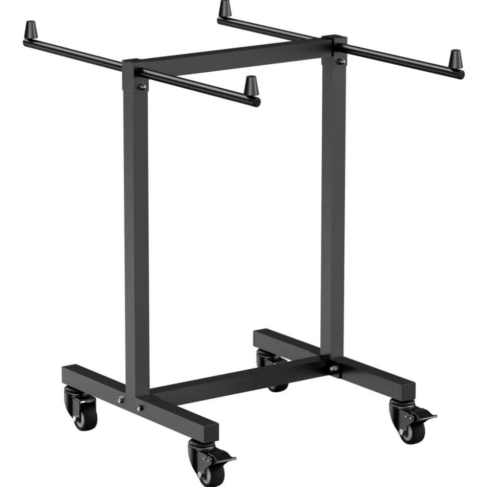VEVOR Folding Chair Rack, 200 LBS Capacity, T-shape Chair Cart for 14 Chairs, Heavy-duty Metal Chair Storage Dolly with Rubber Wheels, Multi-Function Chair Holder for Party Event,Hotel, Matte Black
