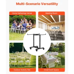 VEVOR Folding Chair Rack, 200 LBS Capacity, T-shape Chair Cart for 14 Chairs, Heavy-duty Metal Chair Storage Dolly with Rubber Wheels, Multi-Function Chair Holder for Party Event,Hotel, Matte Black