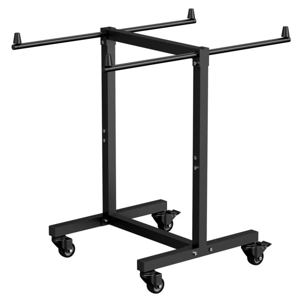 VEVOR Folding Chair Rack, 200 LBS Capacity, T-shape Chair Cart for 14 Chairs, Heavy-duty Metal Chair Storage Dolly with Rubber Wheels, Multi-Function Chair Holder for Party Event,Hotel, Matte Black