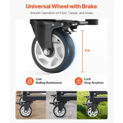 VEVOR Folding Chair Rack, 500 LBS Capacity, Heavy-duty Chair Cart for 60 Chairs, Metal Chair Storage Dolly Chair Holder with Swivel Casters and Locking Wheels, for Party Event,Hotel,Matte Black