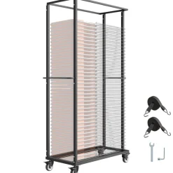 VEVOR Folding Chair Rack, 500 LBS Capacity, Heavy-duty Chair Cart for 60 Chairs, Metal Chair Storage Dolly Chair Holder with Swivel Casters and Locking Wheels, for Party Event,Hotel,Matte Black