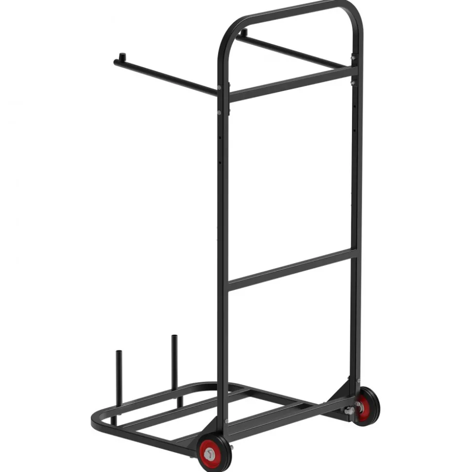VEVOR Folding Chair Rack, 100 LBS Capacity, Heavy-duty Chair Cart for Hanging 10 Chairs, Multi-Function Metal Chair Storage Dolly with Rubber Wheels, Push-Style Chair Holder, Matte Black