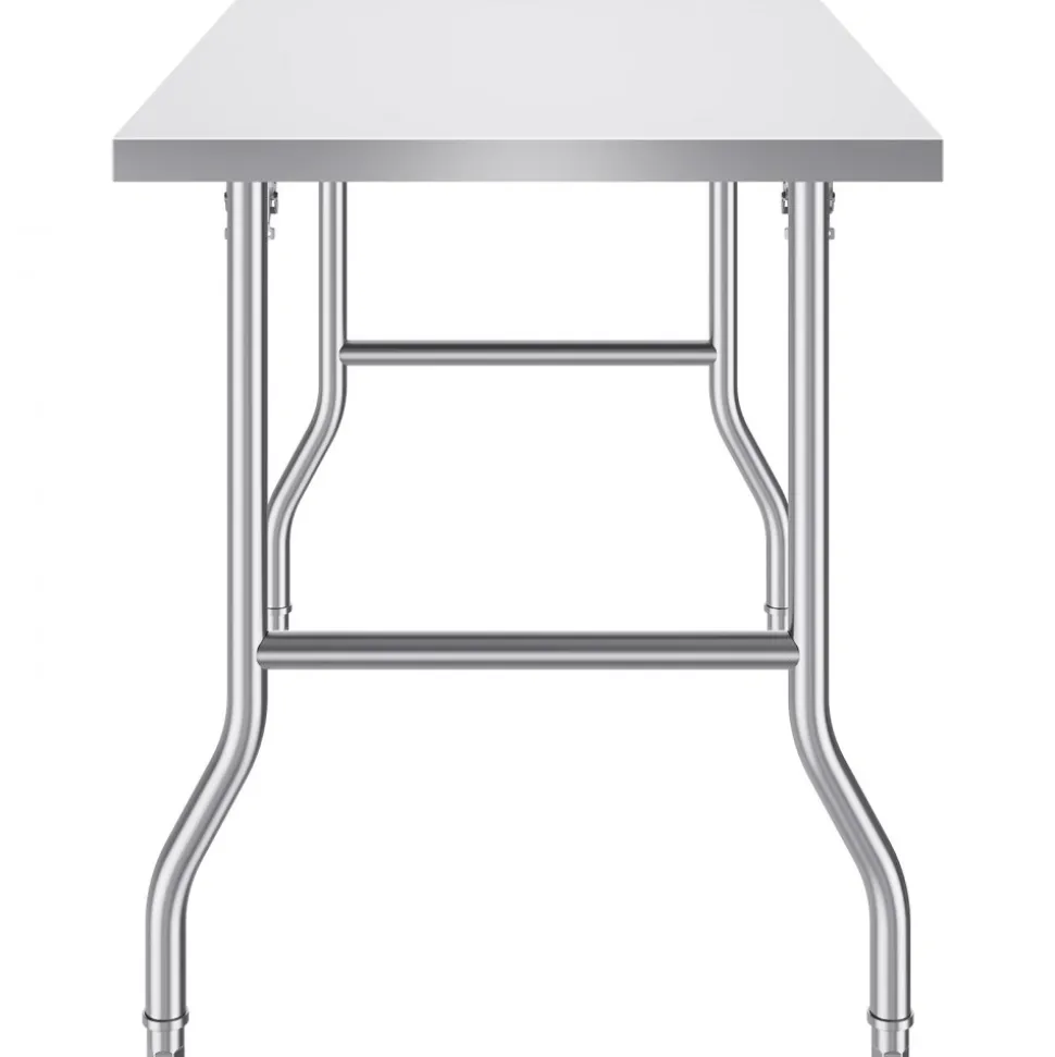 VEVOR Folding Commercial Prep Table, 48 x 30 Inch Commercial Worktable Workstation, Heavy-duty Stainless Steel Folding Table with 300 lbs Load, Kitchen Work Table, for Home Kitchen Restaurant Garage