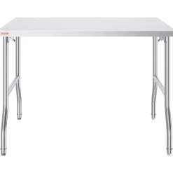 VEVOR Folding Commercial Prep Table, 48 x 30 Inch Commercial Worktable Workstation, Heavy-duty Stainless Steel Folding Table with 300 lbs Load, Kitchen Work Table, for Home Kitchen Restaurant Garage