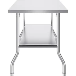 VEVOR Folding Commercial Prep Table, 48 x 30 Inch Commercial Worktable Workstation with Undershelf, Heavy-duty Stainless Steel Folding Table with 300 lbs Load, for Home Kitchen Restaurant Garage
