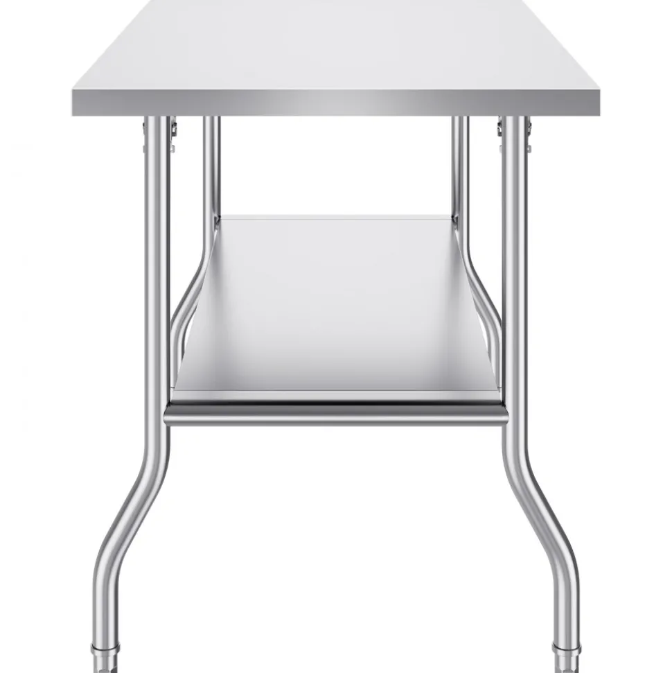 VEVOR Folding Commercial Prep Table, 48 x 30 Inch Commercial Worktable Workstation with Undershelf, Heavy-duty Stainless Steel Folding Table with 300 lbs Load, for Home Kitchen Restaurant Garage