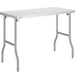 VEVOR Folding Commercial Prep Table, 48 x 24 Inch Commercial Worktable Workstation, Heavy-duty Stainless Steel Folding Table with 300 lbs Load, Kitchen Work Table, for Home Kitchen Restaurant Garage