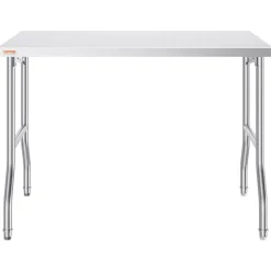 VEVOR Folding Commercial Prep Table, 48 x 24 Inch Commercial Worktable Workstation, Heavy-duty Stainless Steel Folding Table with 300 lbs Load, Kitchen Work Table, for Home Kitchen Restaurant Garage