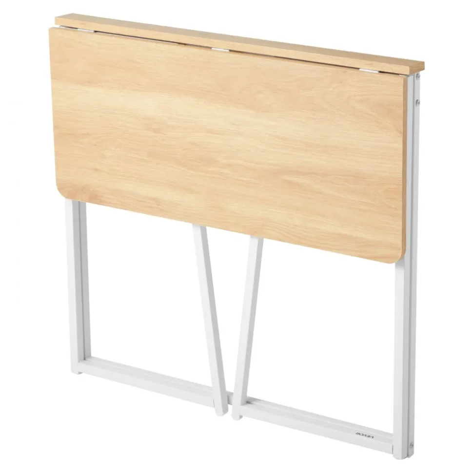 VEVOR Folding Desk, 31.5" Foldable Table for Small Spaces with Storage Hooks, Space Saving Computer Table, Writing Workstation for Home Office, Easy Assembly, Oak