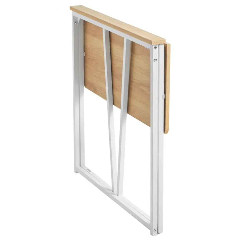 VEVOR Folding Desk, 31.5" Foldable Table for Small Spaces with Storage Hooks, Space Saving Computer Table, Writing Workstation for Home Office, Easy Assembly, Oak