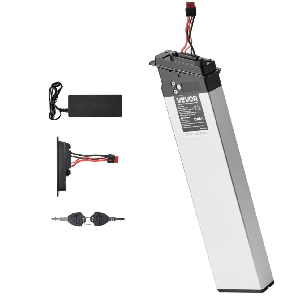 VEVOR Folding Ebike Battery, 48V 10.4Ah Electric Bike Lithium Battery Pack with BMS, 3A Charger, Lock for 1000W E-Bike Motor, Detachable Electric Bicycle Replacement Kit with Handle & Discharge Socket