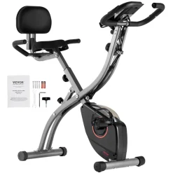 VEVOR Folding Exercise Bike, Foldable Fitness Stationary Bike, Adjustable Magnetic Resistance Stationary Bike, Upright Indoor Cycling Bike for Home Gym Workout, Comfortable Seat Cushion, LCD Monitor