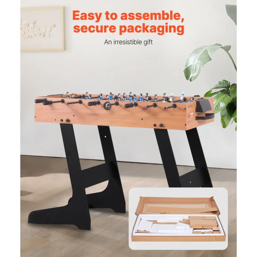 VEVOR Folding Foosball Table, 42 inch Standard Size Table, Indoor Full Size Foosball Tables for Home, Family, and Game Room, Durable Soccer Set, Includes 2 Balls