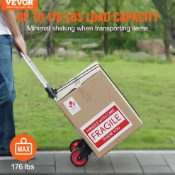 VEVOR Folding Hand Truck and Dolly, 176 lbs Capacity, Aluminum Foldable Cart, Heavy-Duty Luggage Trolley Cart with Telescoping Handle and PP+TPR Wheels for Home, Office, Shopping, Travel