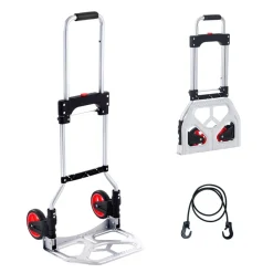 VEVOR Folding Hand Truck and Dolly, 176 lbs Capacity, Aluminum Foldable Cart, Heavy-Duty Luggage Trolley Cart with Telescoping Handle and PP+TPR Wheels for Home, Office, Shopping, Travel