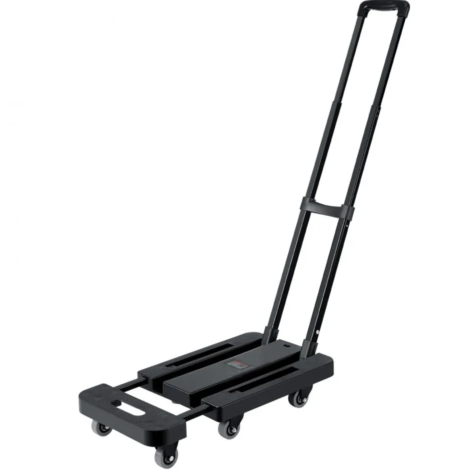 VEVOR Folding Hand Truck, 500 lbs Load Capacity, Collapsible Luggage Cart with 6 Wheels, 2 Elastic Ropes & Expandable Base, Utility Dolly Platform Cart for Airport Travel Luggage Office Moving, Black