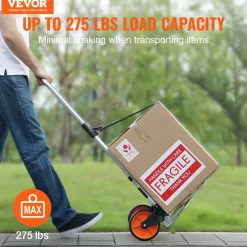 VEVOR Folding Hand Truck, 275 lbs Load Capacity, Aluminum Portable Cart, Convertible Hand Truck and Dolly with Telescoping Handle and PP+TPR Wheels, Ultra Lightweight Super Strong for Moving Warehouse