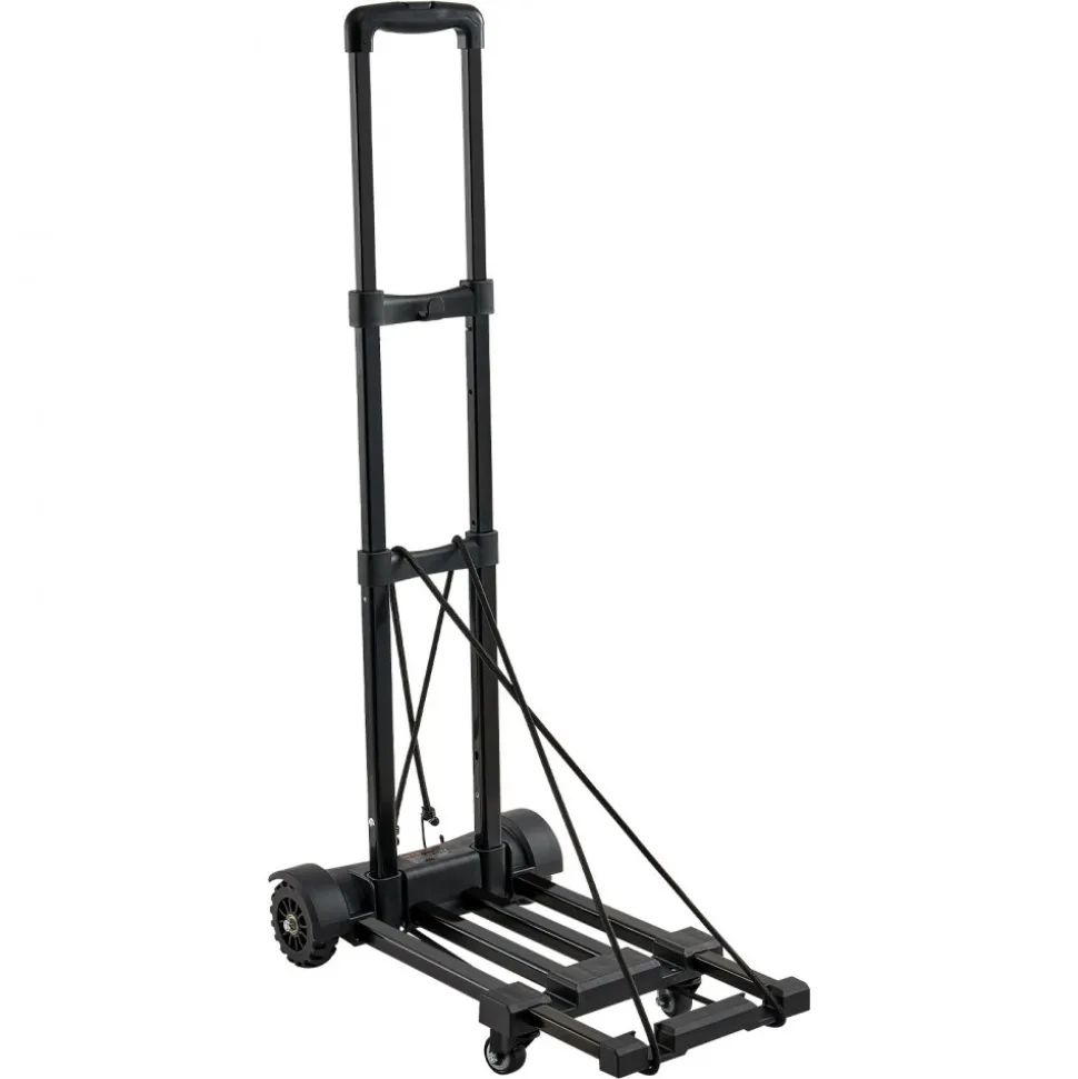 VEVOR Folding Hand Truck, 290 lbs Load Capacity, Collapsible Luggage Cart with 4 Wheels, 2 Elastic Ropes & Expandable Base, Utility Dolly Platform Cart for Airport Travel Luggage Office Moving, Black