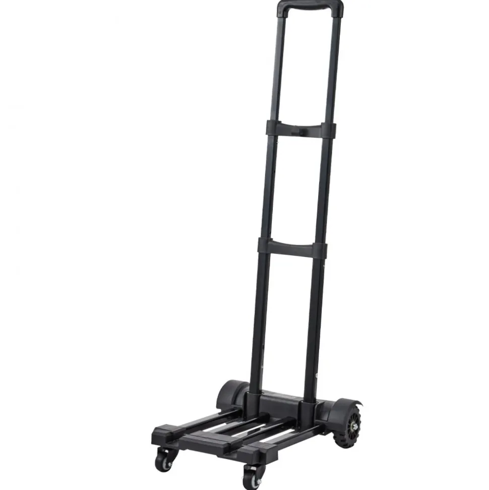 VEVOR Folding Hand Truck, 290 lbs Load Capacity, Collapsible Luggage Cart with 4 Wheels, 2 Elastic Ropes & Expandable Base, Utility Dolly Platform Cart for Airport Travel Luggage Office Moving, Black