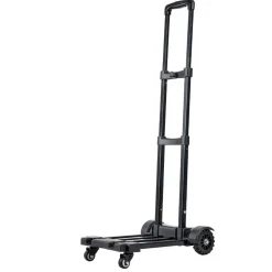 VEVOR Folding Hand Truck, 290 lbs Load Capacity, Collapsible Luggage Cart with 4 Wheels, 2 Elastic Ropes & Expandable Base, Utility Dolly Platform Cart for Airport Travel Luggage Office Moving, Black