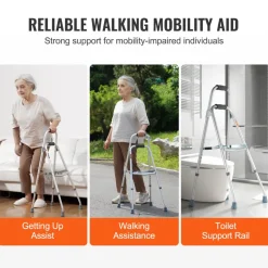 VEVOR Folding Hemi Walker, One Arm Folding Walker for Seniors with 6-Level Adjustable Height, Lightweight Aluminum | Side One-Hand Style Mobility Aid for Elderly Handicapped Disabled, Up to 350LBS