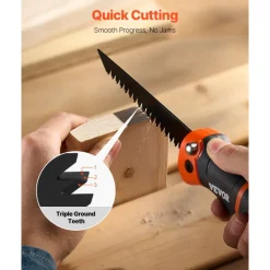 VEVOR Folding Jab Saw, 5 in Foldable Jab Saw with Soft Grip Handle, Folding Drywall Saw with Triple Ground Teeth and Sharp Tip, for Drywall, Wood, PVC Pipes, Cement Board, Thin Sheets, Wall Panels