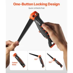 VEVOR Folding Jab Saw, 5 in Foldable Jab Saw with Soft Grip Handle, Folding Drywall Saw with Triple Ground Teeth and Sharp Tip, for Drywall, Wood, PVC Pipes, Cement Board, Thin Sheets, Wall Panels