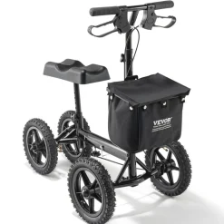 VEVOR Folding Knee Scooter, Aluminum Steerable Knee Walker with Height-Adjustable Handlebar & Knee Pad, 12" All-Terrain Wheels, Dual Brakes, Leg Recovery Scooter for Broken Ankle Foot Injuries, 350LBS