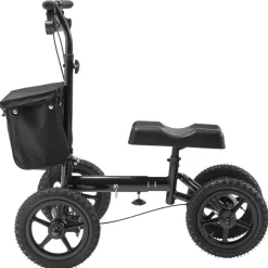 VEVOR Folding Knee Scooter, Aluminum Steerable Knee Walker with Height-Adjustable Handlebar & Knee Pad, 12" All-Terrain Wheels, Dual Brakes, Leg Recovery Scooter for Broken Ankle Foot Injuries, 350LBS