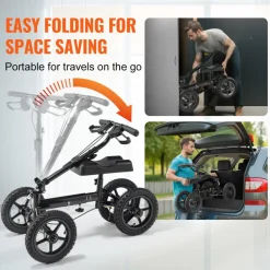 VEVOR Folding Knee Scooter, Aluminum Steerable Knee Walker with Height-Adjustable Handlebar & Knee Pad, 12