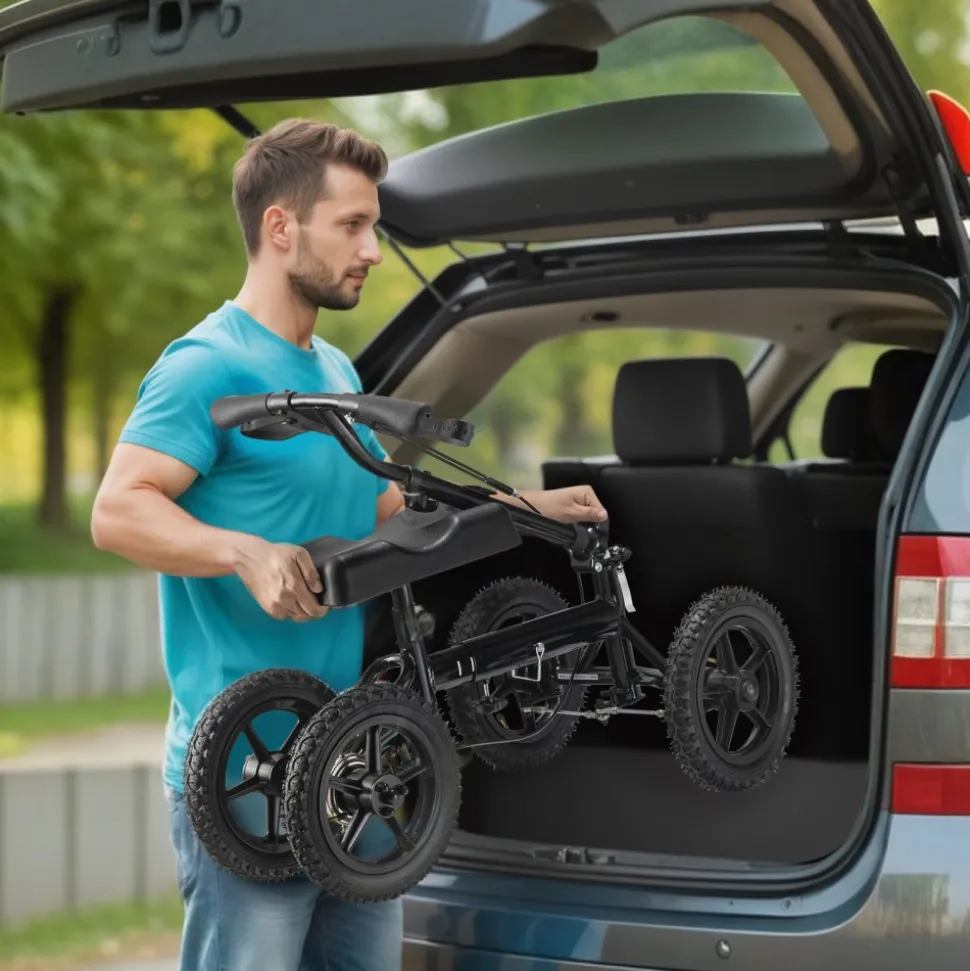 VEVOR Folding Knee Scooter, Aluminum Steerable Knee Walker with Height-Adjustable Handlebar & Knee Pad, 12" All-Terrain Wheels, Dual Brakes, Leg Recovery Scooter for Broken Ankle Foot Injuries, 350LBS