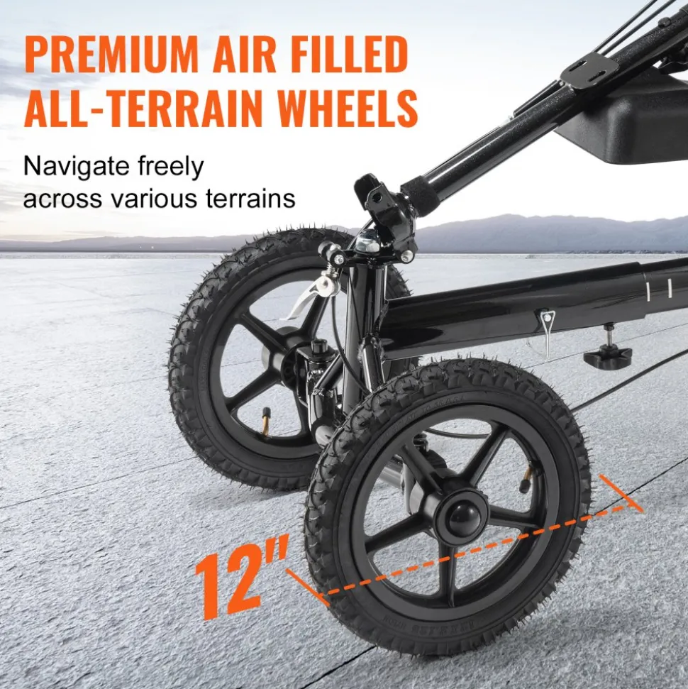 VEVOR Folding Knee Scooter, Aluminum Steerable Knee Walker with Height-Adjustable Handlebar & Knee Pad, 12" All-Terrain Wheels, Dual Brakes, Leg Recovery Scooter for Broken Ankle Foot Injuries, 350LBS