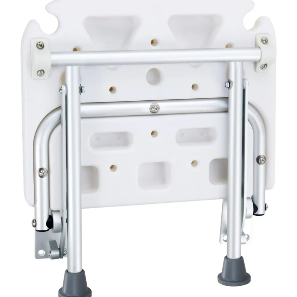 VEVOR Folding PE Shower Seat, 15.7'' x 14.8'' Unfolded, Wall Mounted Fold Up Shower Bench with 500 lbs Load Capacity, Space Saving Fold Down Shower Chair for Seniors Pregnant Women Children Adults