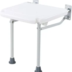 VEVOR Folding PE Shower Seat, 15.7'' x 14.8'' Unfolded, Wall Mounted Fold Up Shower Bench with 500 lbs Load Capacity, Space Saving Fold Down Shower Chair for Seniors Pregnant Women Children Adults