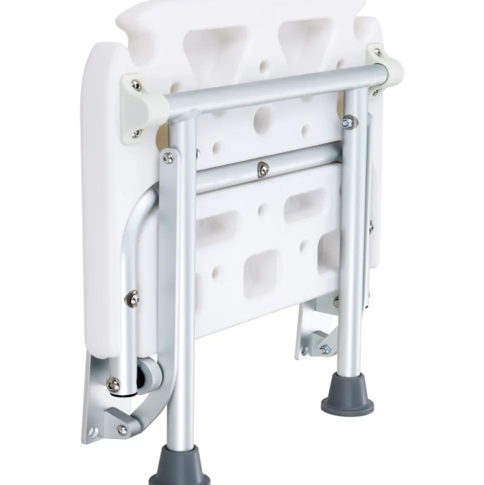 VEVOR Folding PE Shower Seat, 15.7'' x 14.8'' Unfolded, Wall Mounted Fold Up Shower Bench with 500 lbs Load Capacity, Space Saving Fold Down Shower Chair for Seniors Pregnant Women Children Adults