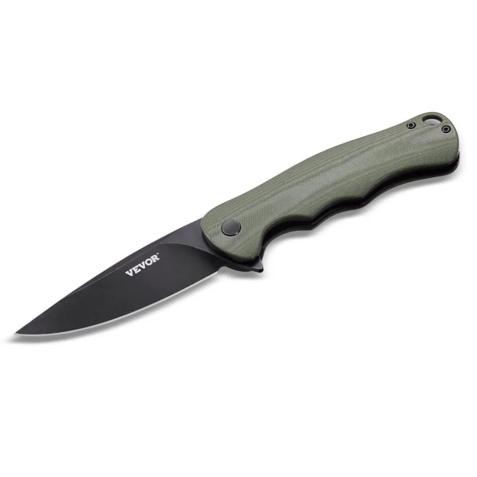 VEVOR Folding Pocket Knife, 3.5 in/8.8 cm D2 Steel Blade, G10 Handle Small EDC Knife with Pocket Clip, Sharp Camping Survival Hiking Knife, 3.84 oz/0.1 kg Easy to Carry for Men Women Self Defense