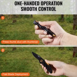 VEVOR Folding Pocket Knife, 3 in/7.6 cm 7Cr17Mov Blade, Aluminum Handle Small EDC Knife with Pocket Clip, Sharp Camping Survival Hiking Knife, 2.8 oz/0.08 kg Easy to Carry for Men Women Self Defense