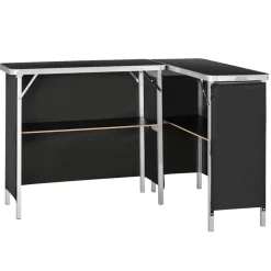 VEVOR Folding Portable Bar Table, 2 pcs, 38.6 x 15.2 x 34.3 in, with Carry Bag, Storage Shelf, Detachable Skirt, Quick and Easy Setup, Foldable Mobile Bartending Station for Events, Party, Tradeshow