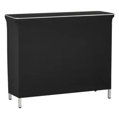 VEVOR Folding Portable Bar Table, 43.3 x 15.2 x 34.8 in, with Carry Bag, 2 Storage Shelves, and Detachable Skirt, Quick and Easy Setup, Foldable Mobile Bartending Station for Events, Party, Tradeshow