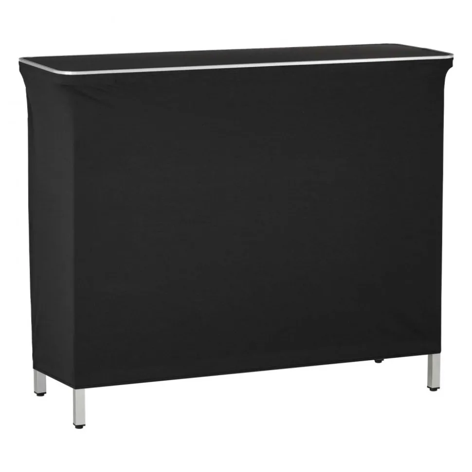 VEVOR Folding Portable Bar Table, 43.3 x 15.2 x 34.8 in, with Carry Bag, 2 Storage Shelves, and Detachable Skirt, Quick and Easy Setup, Foldable Mobile Bartending Station for Events, Party, Tradeshow