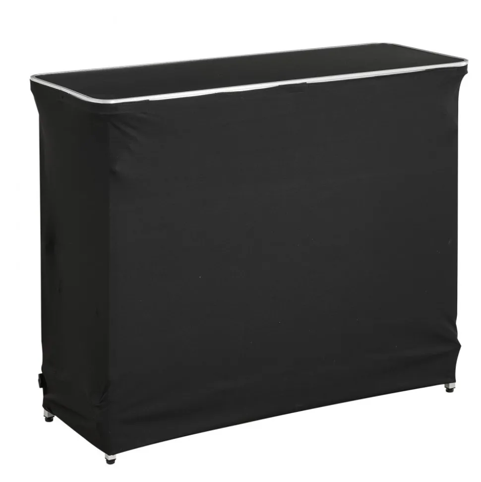 VEVOR Folding Portable Bar Table, 38.6 x 15.2 x 34.3 in, with Carry Bag, Storage Shelf, and Detachable Skirt, Quick and Easy Setup, Foldable Mobile Bartending Station for Events, Party, Tradeshow