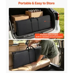 VEVOR Folding Portable Bar Table, 43.3 x 15.4 x 34.6 in, with Carry Bag, Storage Shelf, and Detachable Skirt, Quick and Easy Setup, Foldable Mobile Bartending Station for Events, Party, Tradeshow