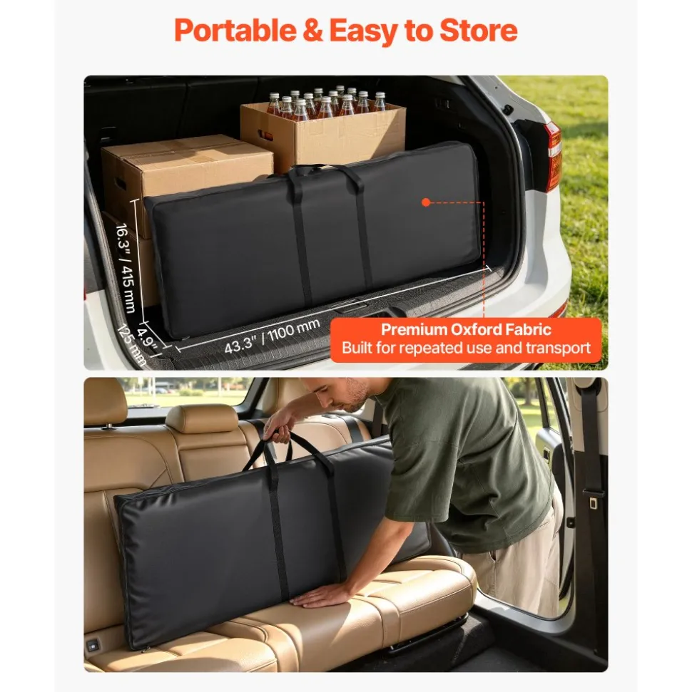 VEVOR Folding Portable Bar Table, 43.3 x 15.4 x 34.6 in, with Carry Bag, Storage Shelf, and Detachable Skirt, Quick and Easy Setup, Foldable Mobile Bartending Station for Events, Party, Tradeshow