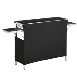 VEVOR Folding Portable Bar Table, 43.3 x 15.4 x 34.6 in, with Carry Bag, Storage Shelf, and Detachable Skirt, Quick and Easy Setup, Foldable Mobile Bartending Station for Events, Party, Tradeshow